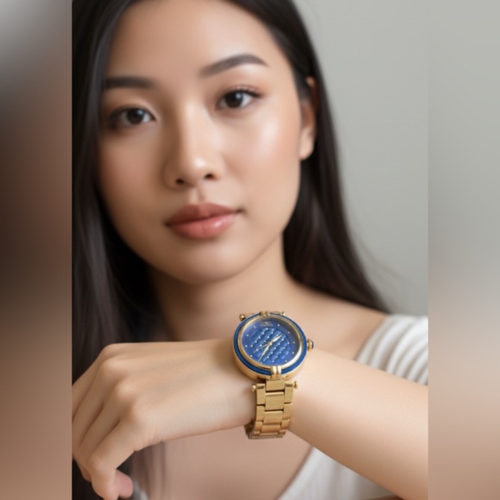 INVICTA Bolt Gold/Blue Crystal Watch & Metal Band NWT